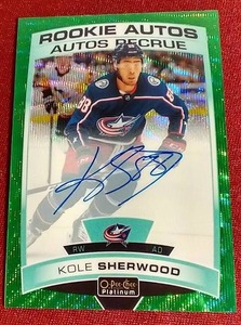 lot 129 image: 2019-20 O-Pee-Chee Platinum Kole Sherwood Rookie Autograph Card - #d10