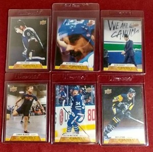 lot 183 image: (6) 2020-21 Upper Deck Canvas Hockey Cards - McDavid, Matthews, Etc