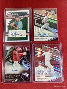 lot 190 image: (4) Autographed Baseball Prospect Cards