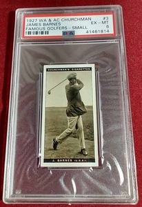 lot 209 image: 1927 Churchmans Famous Golfers James Barnes Card - PSA 6