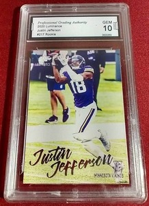 lot 216 image: 2020 Luminance Justin Jefferson Rookie Card - PGA 10