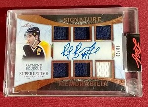 lot 230 image: 2021 Leaf Superlative Raymond Bourque Autograph Jersey Card - #d20