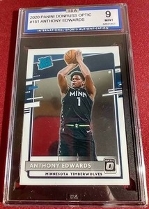 lot 241 image: 2020 Optic Anthony Edwards Rated Rookie Card - ISA 9