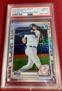 lot 248 image: 2020 Bowman Chrome Austin Wells 1st Bowman Asia Refractor Card - PSA 8