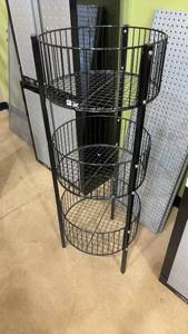 lot 68 image: 46 Tall Wire Mesh 3-Tier Display Rack