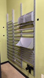 lot 39 image: OPTO Wall Mount Shelving System with 8ft Trimmable Uprights
