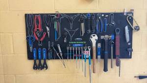 lot 802 image: Comprehensive Bicycle Repair Toolboard with Various Tools
