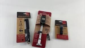 lot 412 image: Set of 3 Blackburn Cycling Tools Digital Shock Pump, CO2 Mini-Pump, Mini-Plugger Tire Repair Tool