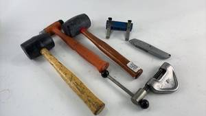 lot 873 image: Assorted Set of Hand Tools Including Mallets and Pipe Cutter