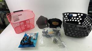 lot 546 image: Assorted Bicycle Accessories with Baskets and Caps