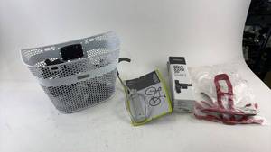 lot 925 image: Bicycle Basket with Storage Hook and Helmet Pads Set