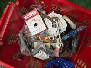 A basket of assorted hardware stuff/tools ( New)