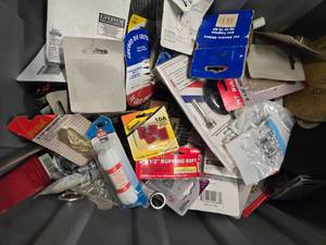 lot 8 image: A tote of assorted hardware stufftools (New)