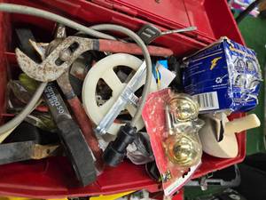 lot 31 image: A toolbox full of assorted hand tools and other hardware stuff (Used and New)