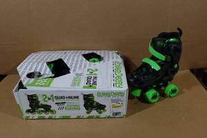 lot 15 image: Roller Derby 2-in-1 Adjustable Size Inline Quad Skates -Youth 12-2
