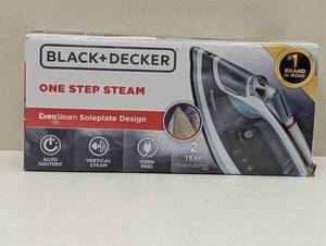 lot 74 image: BLACKDECKER Steam Iron Retractable Cord Gray 1200W Nonstick Soleplate, Anti-Drip, Vertical Steam, Comfort-Grip Handle