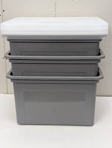 lot 85 image: 3 pack Heavy Duty Medium File Storage Boxes with Lids