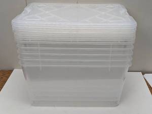 lot 86 image: 5 Pack - GreenMade Instaview Storage Container With Latch HandlesSnap Lids, 45 Qt, 16-12 x 15-34 x 21-12, Clear