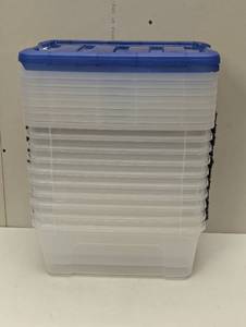lot 87 image: 10 Pack - Iris Buckle Up Storage Box 12.9 Quart Clear 4 Count