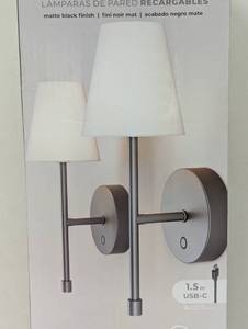 lot 21 image: Globe Electric Wireless Rechargeable LED Integrated Wall Sconce (2 Pack)