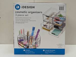 lot 24 image: iDesign Cosmetic Office Organizer with Carousel Clear 3 Piece Set