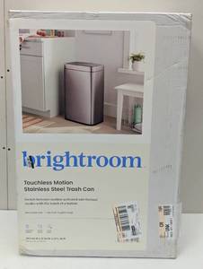 lot 29 image: Motion Wastebasket with Liner - Brightroom Stainless Steel Touchless Kitchen Trash Can, 11.8 Gallon, Silver