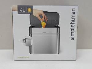 lot 30 image: simplehuman 4L Compost Caddy Bin with Magnetic Docking Steel