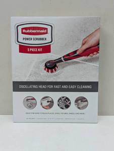 lot 34 image: Rubbermaid Power Scrubber Battery Operated 5 Piece Kit