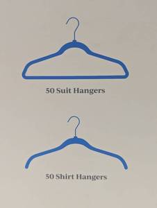 lot 209 image: 100pk Combo Pack SuitShirt Flocked Hangers - Brightroom