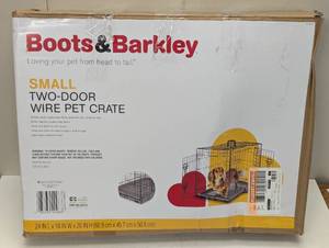 lot 172 image: Wire Collapsible Dog Crate - Black - Boots & Barkley - Small