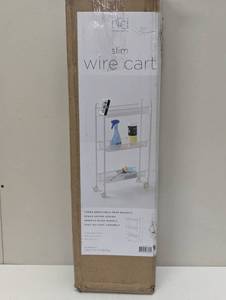 lot 174 image: Honey-Can-Do Slim Wire Cart Portable Narrow Bathroom Storage