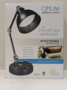 lot 126 image: OttLite Wellness Series Desk Lamp Wireless Qi Charging LED Adjustable