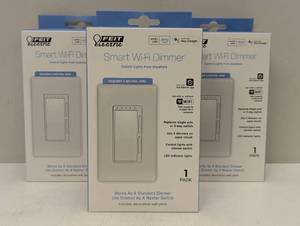 3 Pack Feit Smart Home White 150 W Toggle Smart-Enabled Dimmer Switch - 3 Pack