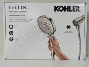 lot 230 image: Kohler Tellin Mulifunction Handshower, 5 Sprays, Brushed Nickel Finish