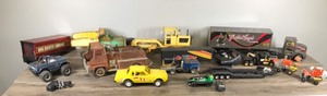 lot 66 image: Lot of Toy Trucks - Semis  Trailers  -  Race Car - Grader & More