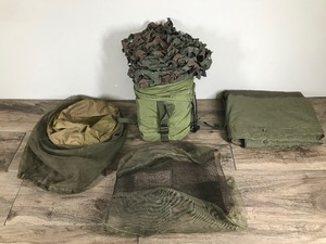lot 93 image: Lot of Military Items - Camouflage Netting - Insect Helmet Covers and Large Tarp