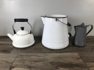 lot 112 image: Lot of 2 Vintage Coffee Pots and 1 Newer Coffee Pot