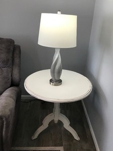 lot 129 image: Round Side Table - Farm House Style - Smoke Free House