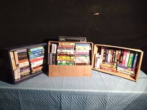 lot 371 image: VHS player and 3 boxes of VHSs