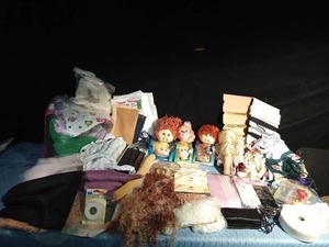 lot 157 image: Box of smoke free craft and sewing supplies