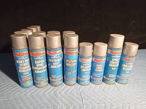 lot 362 image: Box of foam adhesive, lubricant, degreaser