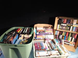 lot 358 image: 2 Totes and 3 boxes of VHSs