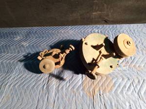 lot 343 image: Vintage hand crank Pike Peerless Sr. #9 bench grinder and antique primitive hand crank bench grinder