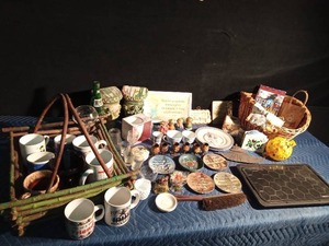 lot 301 image: 2 Baskets of collectibles and home decor
