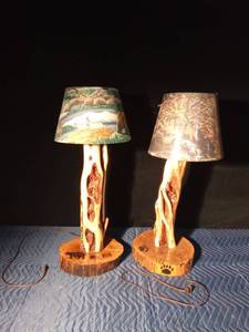 lot 254 image: Pair of diamond willow lamps - Work