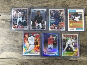 lot 408 image: Lot of 7 Baseball Cards - Yohel Pozo (autographed) - Alex Call - Bobby Witt Jr. (Rookie) and More
