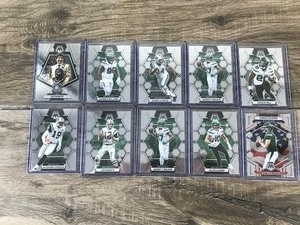 lot 416 image: Lot of 10 - 2023 Panini Mosaic Football Jets Football Cards - Joe Namath - Aaron Rodgers - Keyshawn Johnson and More