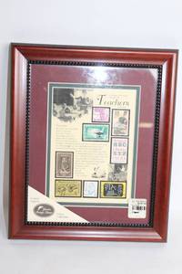 lot 14 image: Framed A Glimpse Of The Past Through The Teachers Stamp Collection