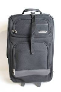 lot 50 image: Rolling Black Travel Suitcase with Expandable Compartments