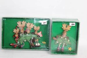 lot 104 image: Set of Two Hollys Hobby Ltd. Moose Christmas Ornaments